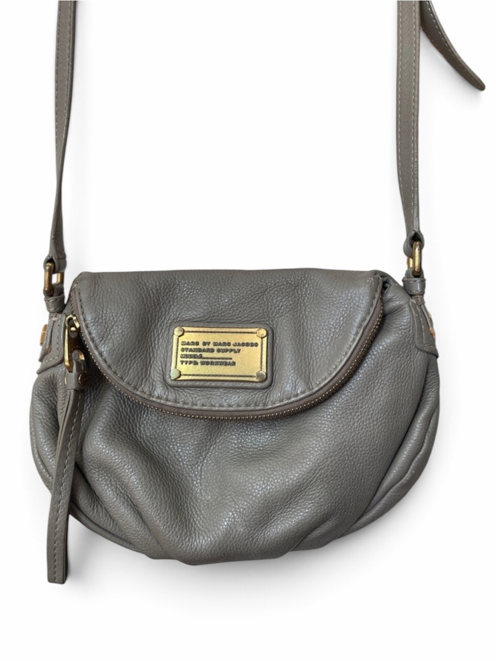 Marc by Marc Jacobs Pebbled Gray Leather Natasha Crossbody